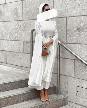 Саудовская Аравия, Белые Роскошные женские вечерние платья из шелковистого атласа с высоким воротом, вечерние платья с длинными рукавами для официальных мероприятий, платья для выпускного вечера.