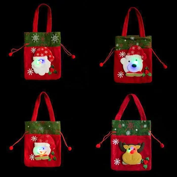 Светящаяся Рождественская детская сумка-тоут Рождественская сумка для конфет Сумка для яблок Нетканая сумка для яблок Подарочная сумка для украшения Рождественской вечеринки