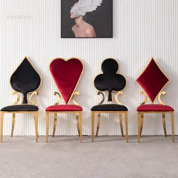 Скандинавские дизайнерские Фланелевые Обеденные стулья Минималистичный Современный Обеденный стул с мягкой подушкой для покера Мебель для дома Изготовленный на заказ Стул для столовой
