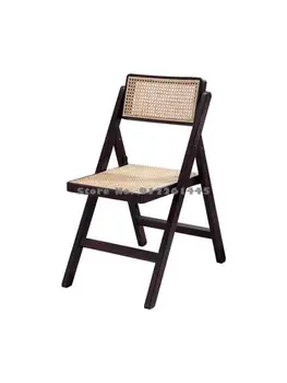 Складной стул, ротанговый стул, Ретро-одноместный Nordic Homestay Net, Ресторан Red, Обеденный стул из массива дерева Со спинкой, Стул для дома