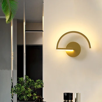 Современный минималистичный настенный светильник для коридора, гостиной, спальни, прикроватной тумбочки, светодиодный настенный светильник, черно-белая золотая лампа, декор для освещения прохода.