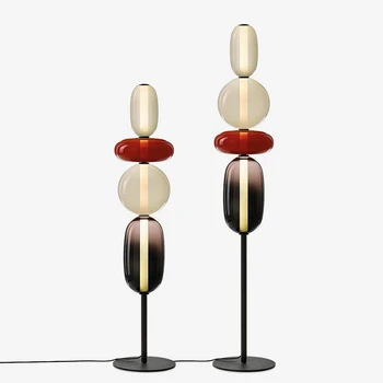 Современный минималистичный торшер для декора гостиной, прикроватная тумбочка из разноцветного стекла, столовая, светодиодное освещение, стоячие светильники