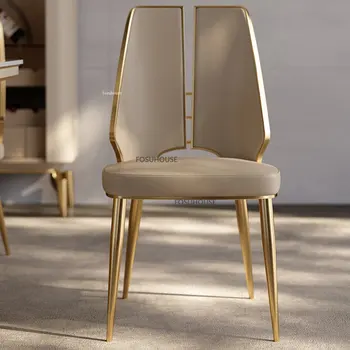 Современный обеденный стул из искусственной кожи для кухонной мебели, спинка обеденного стула, креативный легкий обеденный стул класса люкс для ресторана