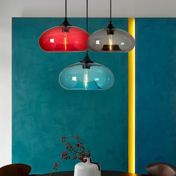 Современный подвесной светильник из светодиодного стекла Минималистичный Янтарный Подвесной светильник для гостиной, ресторана, бара, Декоративного светильника Lustre