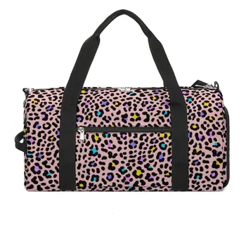 Спортивная сумка с животным принтом, розовые леопардовые пятна, уличные спортивные сумки, аксессуары для спортзала, дорожная сумка с принтом, ретро-сумка для фитнеса для женщин