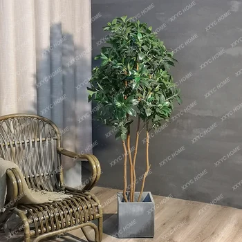 Украшение гостиной в горшке Большой Искусственный Цветок Nordic Lucky Tree Имитирующее Дерево Зеленое Растение