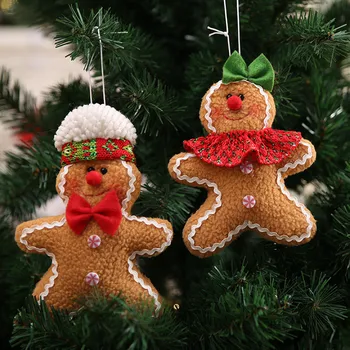 Украшения для Рождественской елки, подвески в виде кукол-пряничных человечков, Рождественский орнамент, Маленькая плюшевая кукла, Подвесной Новогодний подарок Для домашнего декора