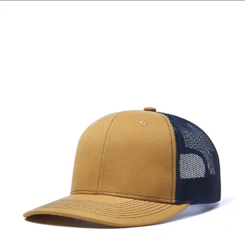 Уличная шляпа-сетка от солнца цвета хаки с микро-изогнутым краем, шляпа для грузовика без опознавательных знаков, модная бейсболка с плоскими полями WK51 оптом