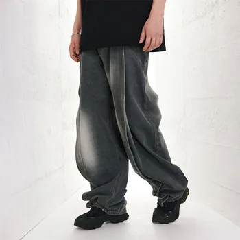 Хип-хоп Мешковатые Модные Повседневные джинсовые брюки Уличная одежда в стиле пэчворк Свободные мужские брюки Deinm в винтажном стиле