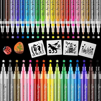 Художественные маркеры 6-48 цветов, акриловые ручки с наконечником 2 мм, нетоксичные акриловые ручки, водонепроницаемые маркеры для граффити, принадлежности для рисования