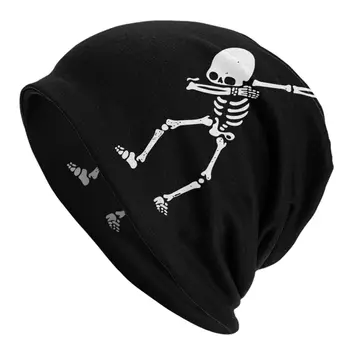 Шляпа-капот для мужчин и женщин, Вязаные шапочки со скелетом и черепом, Мягкая Шапка-тюрбан, хип-хоп Шапочка