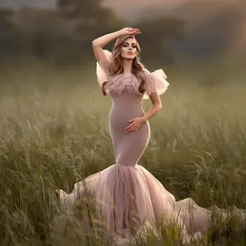 Элегантное платье-труба для беременных для фотосессии, женские платья для выпускного вечера, облегающее платье для душа ребенка, длинные модные халаты